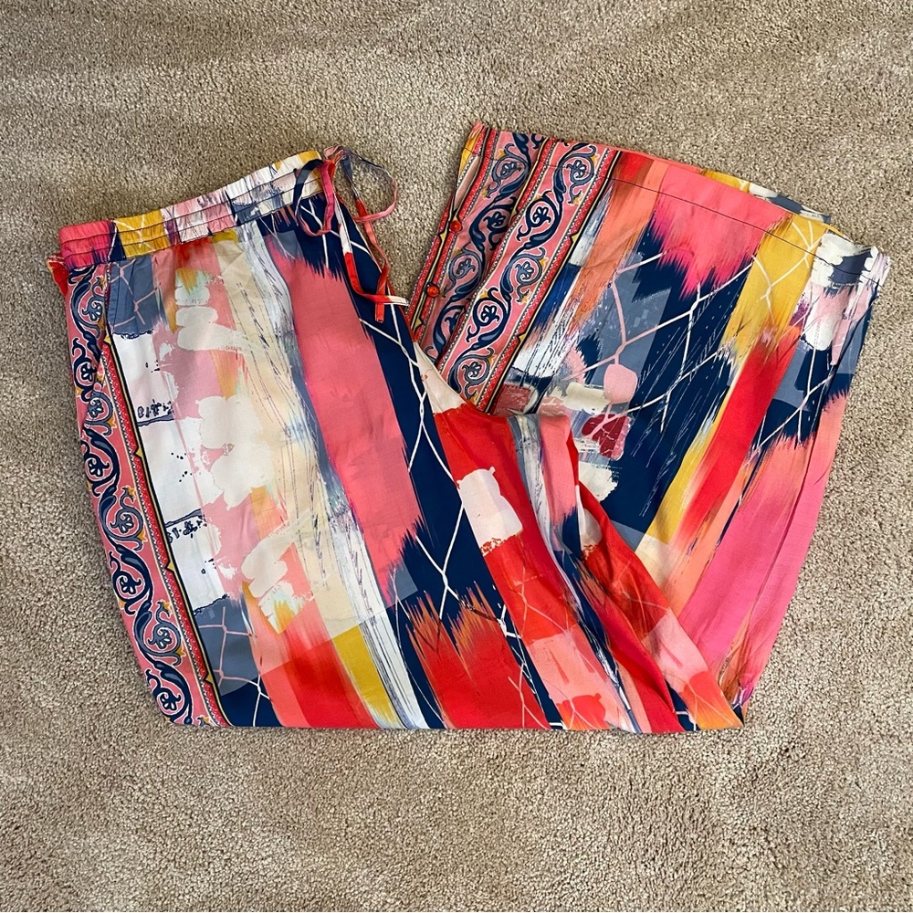 Tolani Collection NWT Palazzo Pants Pink Blue Multi Geo Print Size XL
